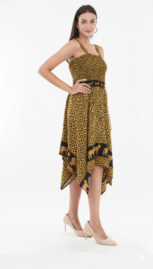 Tropical Tigeress Smock Flare Dress