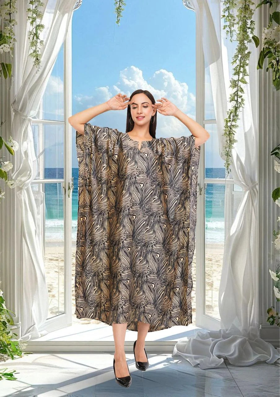 Black Marbal Long Kaftan with strings on the inside               