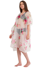 White Pink Beach Kaftan