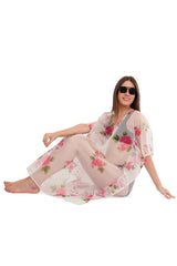 White Pink Beach Kaftan