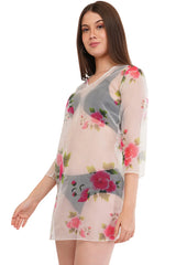 White Pink Beach Throw Kurti
