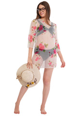 White Pink Beach Throw Kurti