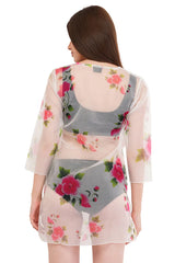White Pink Beach Throw Kurti