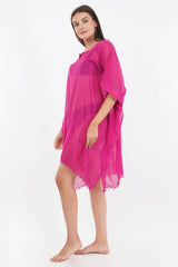 Pink Beach Kaftan with beaded Lace