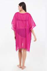 Pink Beach Kaftan with beaded Lace