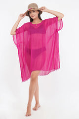 Pink Beach Kaftan with beaded Lace