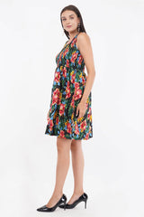 Tropical Flowers Short Smocked Dress