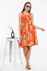 Sunrise Orange Short Smock Dress      