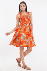 Sunrise Orange Short Smock Dress      