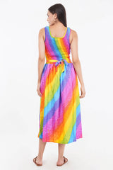 Rainbow Long Smock Dress with Belt      