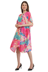 Coral Short Kaftan with strings on the inside        