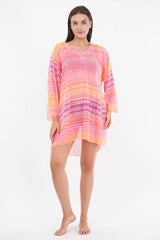 Embroidered Neon Pink Beach Throw Kurti