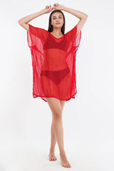 Red Beach Kaftan with Lace     
