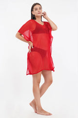Red Beach Kaftan with Lace     