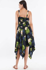 White Flower Smock Flare dress     