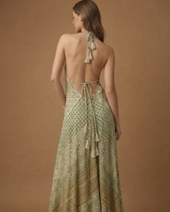 Backless Golden Hues Silk Long dress