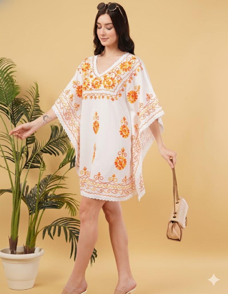 Diva Amber Embroidered Half Circular Short Kaftan