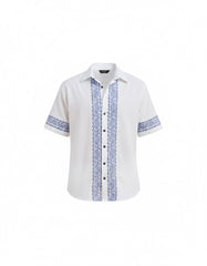 White & Blue Print Leisure Men Co-ord Set