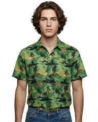 Carribbean Tropical Green Beach Shirt for Men